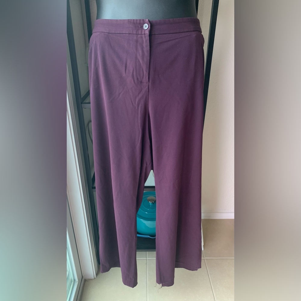 Lane Bryant Plum Wide-Leg Trousers Pants Deep Purple Slacks Plus Petite Office